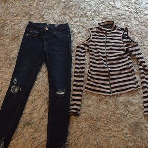 Skinny Jeans w/ Rue21 Long Sleeve Shirt.